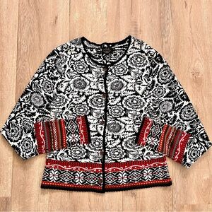 Lovely Icelandic Design ButtonUp‎ Intarsia Floral Jacket Cardigan Sweater Size M